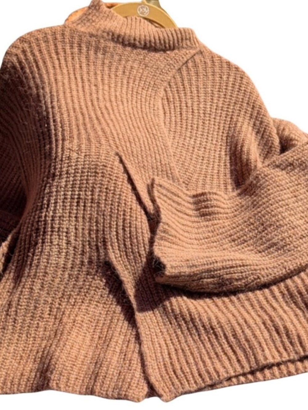 Friendly Sweater Brand Light Brown  Chunky Knit Women's Sweater. Made In Italy.